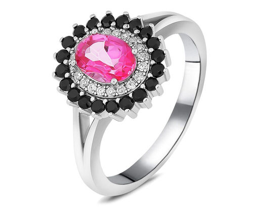 Кольцо, топаз розовый , шпинель нат., NKD-2207