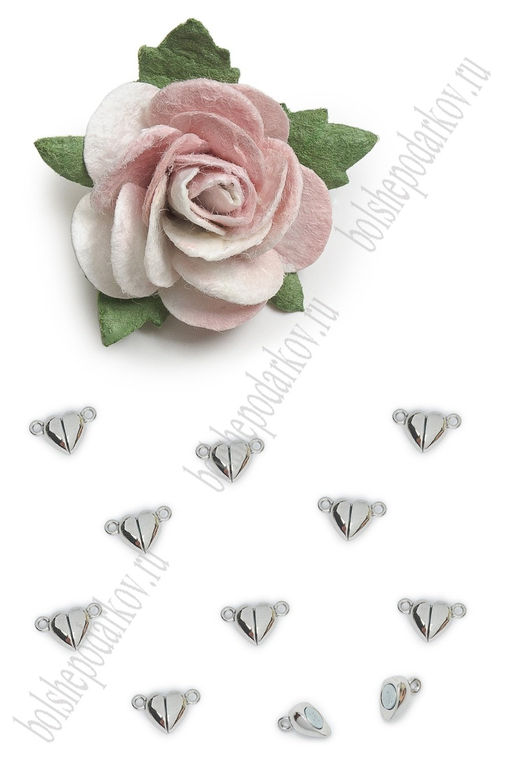 Замок магнитный "Сердечко" 1 см (10 шт) SF-7452, серебро №1