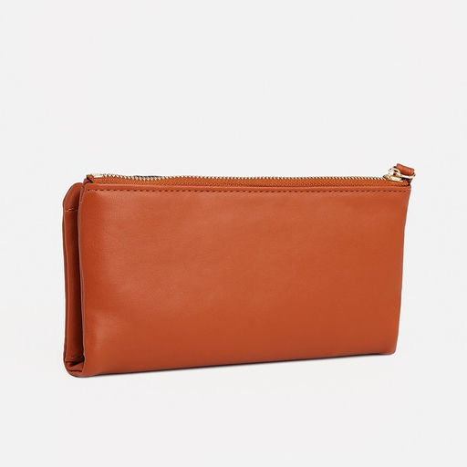 Кошелёк женский на кнопке, для карт, для монет, цвет рыжий - Simaland фото 2