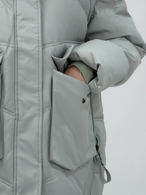 Куртка летучая мышь женская с капюшоном зимняя зеленого цвета 9617Z - Mtforce фото 9