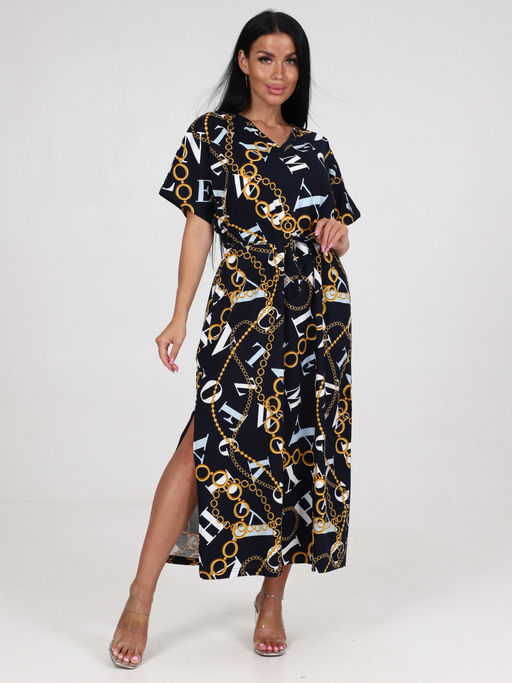 682 ПЛАТЬЕ (Т.синий/цепи) - А-дина фото 3