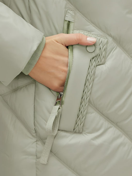 Куртка зимняя женская из овчина стильная и модная салатового цвета 7348Sl