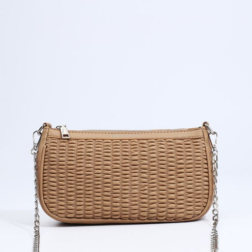 Сумка-багет на молнии, длинный ремень, цвет бежевый - Simaland фото 3