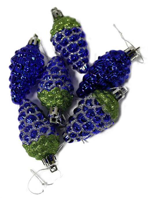 Набор украшений "Шишки" 6шт., 6см (SD-210) однотонные, цвет в ассорт., в ПВХ