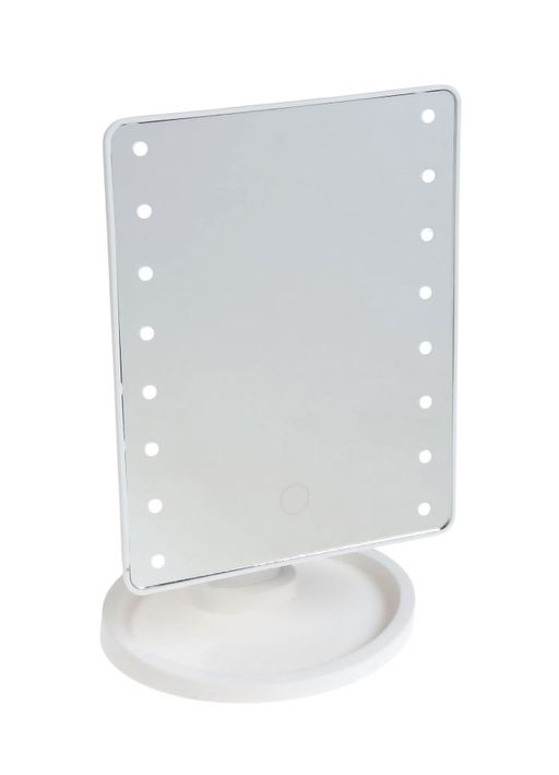 Зеркало KZ-06, подсветка, 26.5 х 16 х 12 см, 16 диодов, сенсорная кнопка, белое