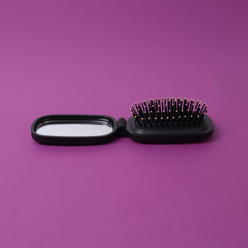 Расчёска массажная, складная, зеркалом, 9.5×5.5 см, чёрная