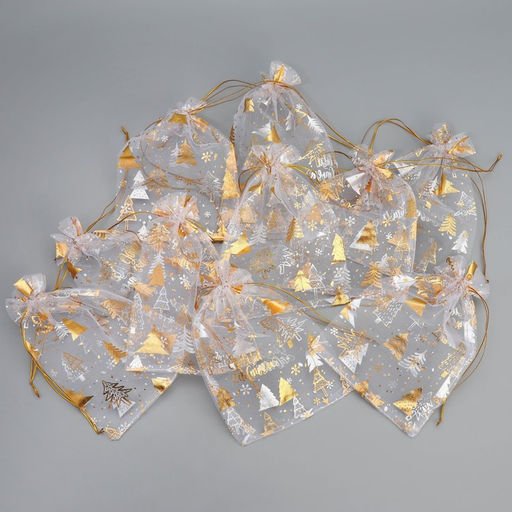 Набор мешков «С Новым счастьем!», органза, 10 шт, 16 х 24 см