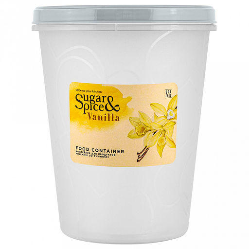 "Sugar&Spice" Банка для сыпучих продуктов пластмассовая "Vanilla" 1л, д12см, h14,5см, завинчивающаяся крышка, трюфель (Россия)