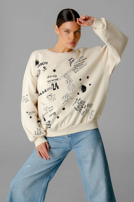 Арт. 15132/2 Свитшот женский оверсайз 46-52 (4 шт) Цвет:молочный