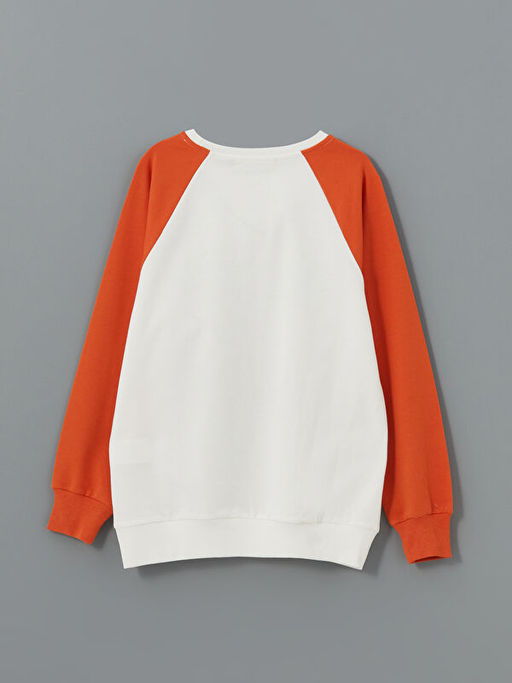 Bisiklet Yaka Bask?l? Erkek ?ocuk Sweatshirt