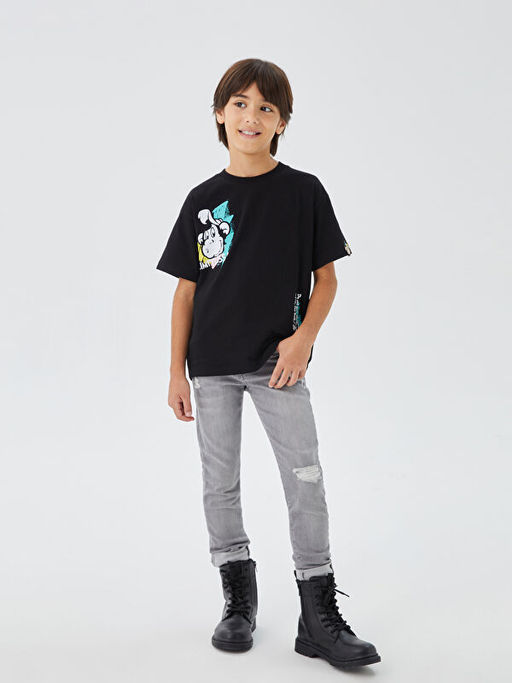 Rahat Kal?p Bisiklet Yaka Nostaljik Maymun Bask?l? Erkek ?ocuk Ti??rt - Waikiki фото 3