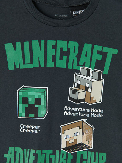 Bisiklet Yaka Minecraft Bask?l? Erkek ?ocuk Ti??rt