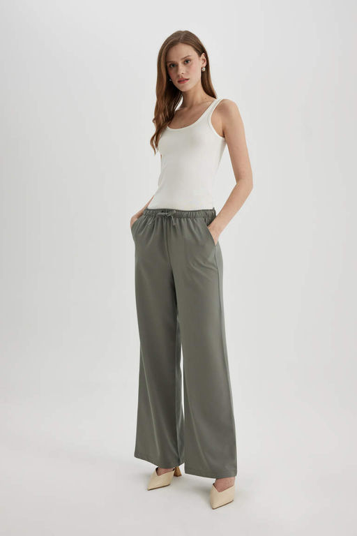 Широкие брюки стандартной длины с высокой талией - Defacto фото 2