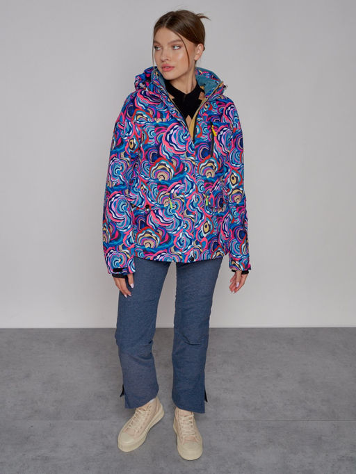 Горнолыжная куртка женская зимняя синего цвета 2302-2S - Mtforce фото 4