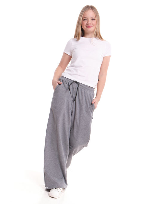 Брюки для девочки с утяжкой внизу 22-7708 темно-серый меланж - Mini maxi фото 4