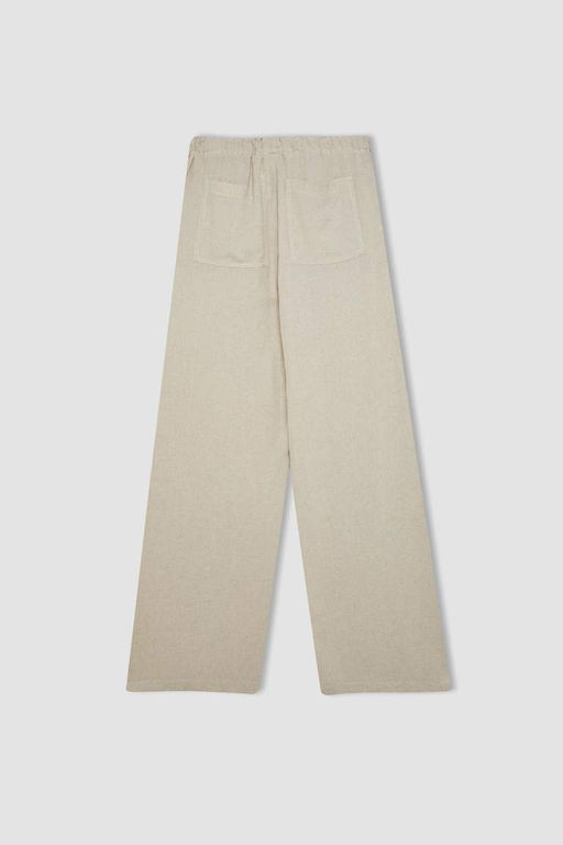 Широкие брюки с тремя карманами, нормальной талией, стандартной длины, брюки из смесового льна - Defacto фото 9
