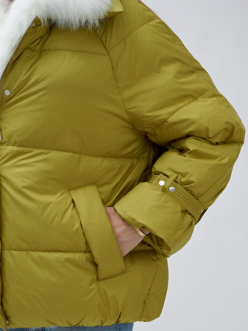 ВИДЕООБЗОР Куртка Бренд Visdeer ПРЕМИУМ КЛАССА зимняя с мехом ЕНОТА, горчичного цвета - Mtforce фото 10