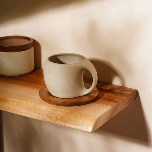 Кружка керамическая SL Home «Стоун форест», 220 мл, на деревянной подставке, d= 12 см