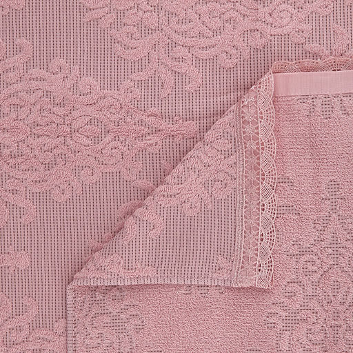 Полотенце махровое "Династия" 70х140см, хлопок 100%, ажурный кант, розовый (Китай)