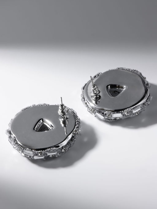 Серьги со стразами QF Блеск переплетение, белые в серебре  фото 3