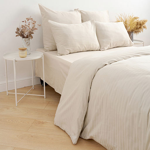 Простыня HoReCa 180х217, страйп-сатин, 100% хлопок, пл. 125 гр./кв. м., Белый песок ОП - Традиция фото 5