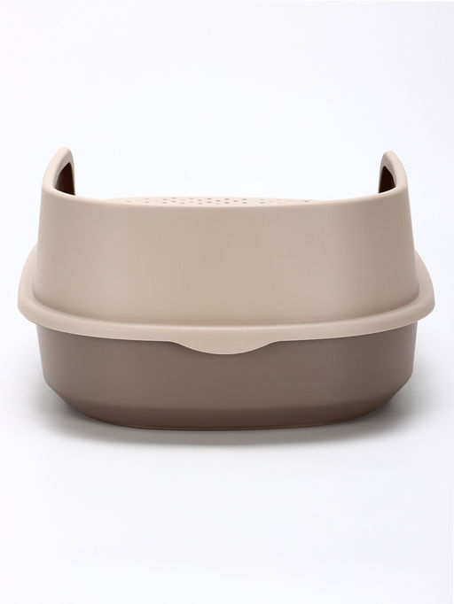 Лоток для кошек "Фур-Мур", 48×35.5 см, с высоким бортом, с совком, покрытие Soft-touch, цвет капучино