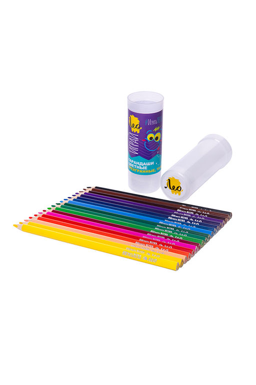 Лео Играй Набор цветных трехгранных карандашей в тубусе LGTCP-18 заточенный 2 х 18 цв