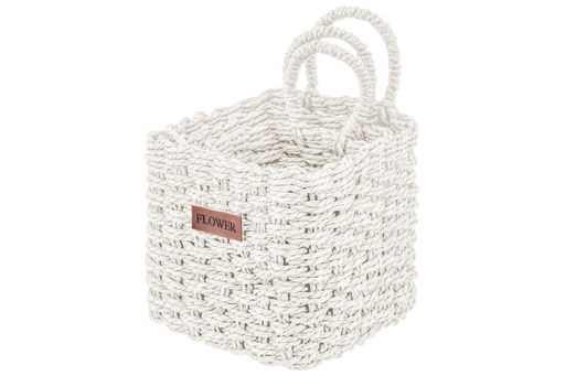 Набор 3 плетеных корзинок 19*19*23 см Flower с ручкой, белый - Elan gallery фото 4