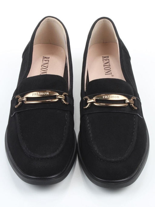 03-DEB33-3 BLACK Лоферы женские (натуральная замша)