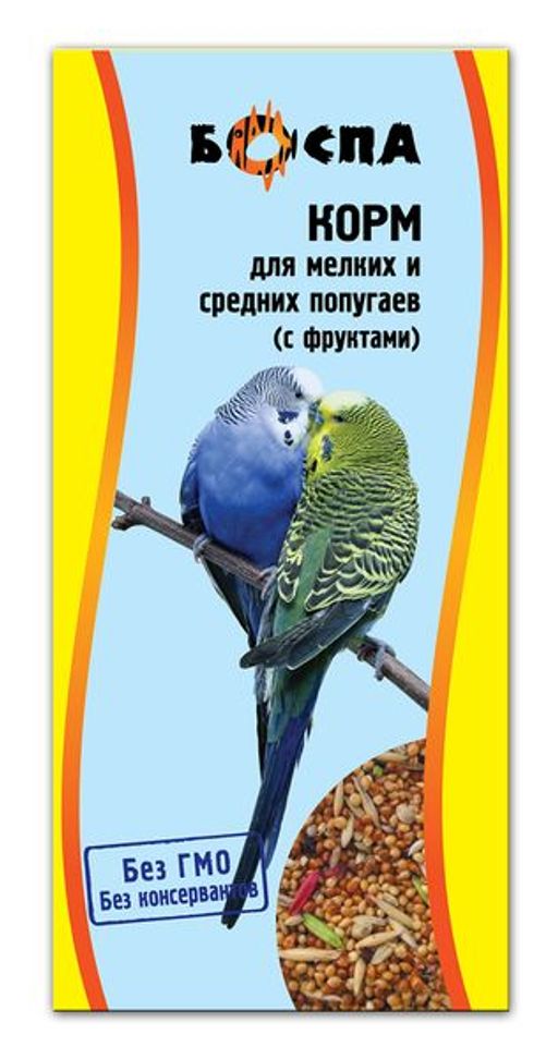 БОСПА КОРОБКА корм д/попугаев с фруктами 500 г.