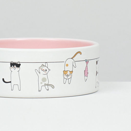 Миска керамическая Весёлые котики 300 мл 12.54.5 см, бежево-белая - Пижон фото 5