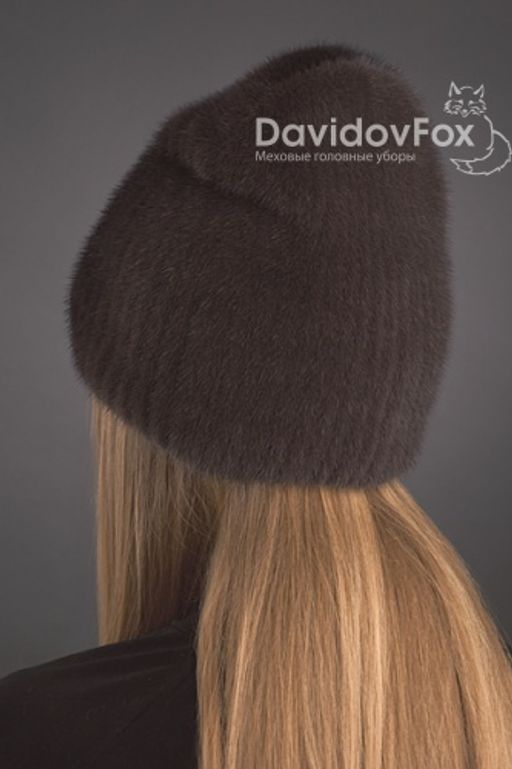 Шапка Бини норка кофе граде