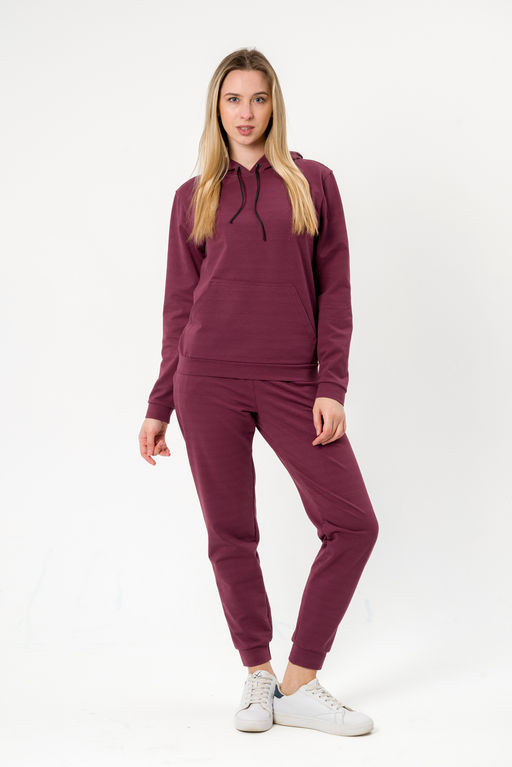 Костюм женский из худи и брюк из футера Кроссфит-2 брусника