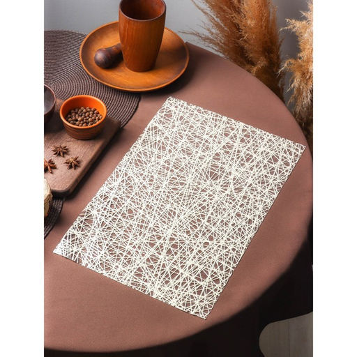 Цена за 12 шт. Салфетка сервировочная на стол «Путаница», ажурная, 45×30 см, бежевая