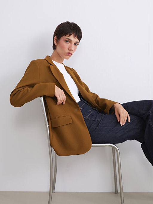 Krep Kad?n Blazer Ceket