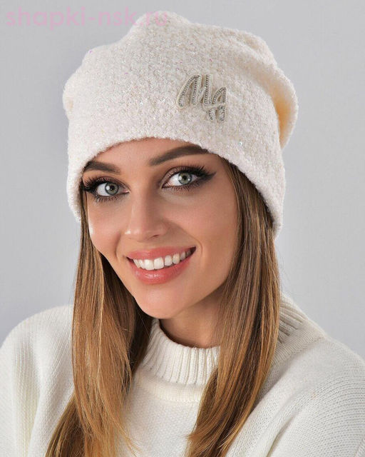 Букле пайетка вышивка Шапка флис (56-58)