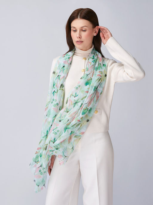 Большой, мягкий, тонкий и очень нежный двусторонний палантин с рисунком - Tantino фото 9