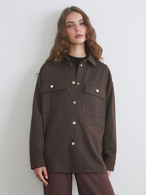 ?izgili Oversize Kad?n G?mlek Tunik