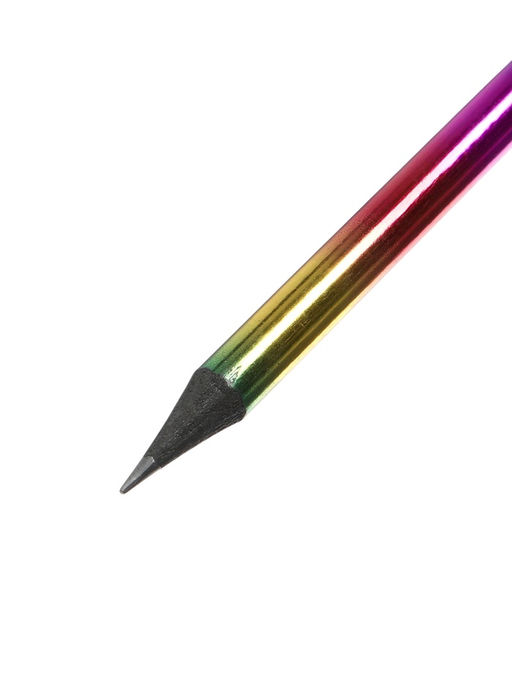 Цена за 12 шт. Карандаш чернографитный, НВ, заточенный, корпус радуга, голография, со стразой