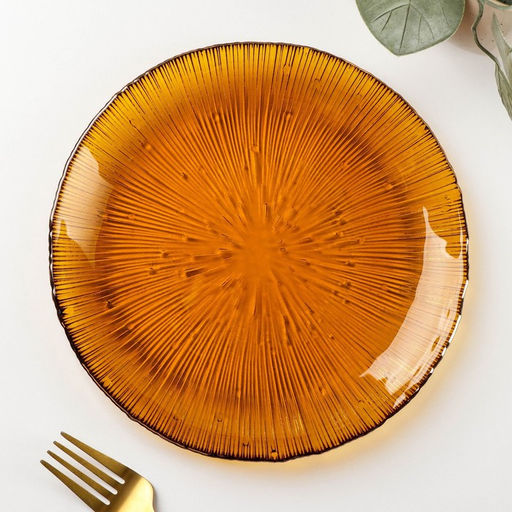 Тарелка стеклянная «Фейерверк», d=20,5 см, цвет янтарный