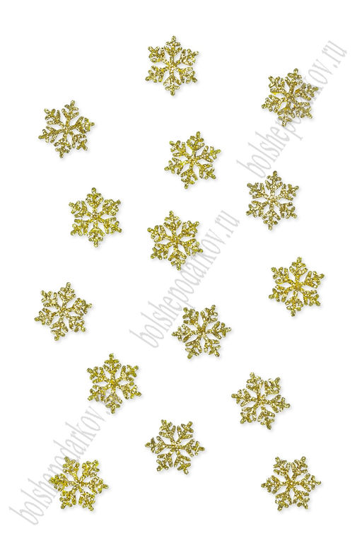 Лазерная вырубка из фетра с блесткой "Снежинка №4" 1,5 см (40 шт) золото