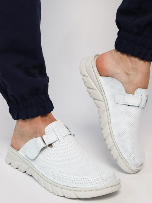 03 | Duki | Белые женские медицинские сабо натуральная кожа - Milka shoes&more фото 3