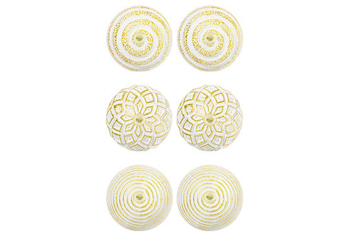 Набор 6 новогодних шаров 8*8 см Золотой винтаж шампань с эффектом старины - Elan gallery фото 11