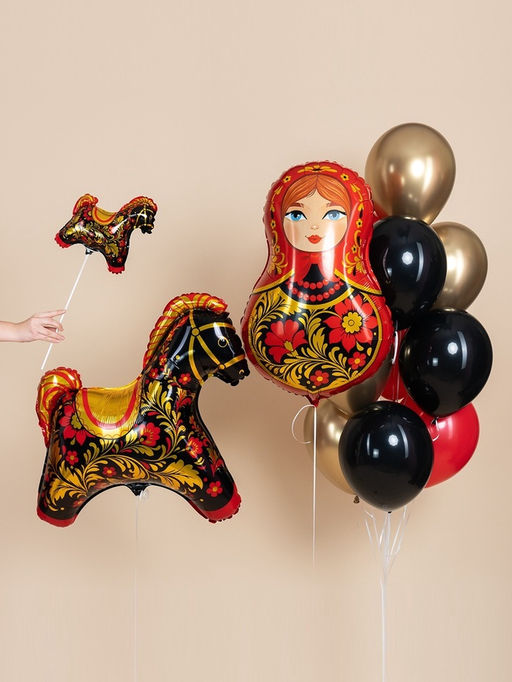 Воздушный шар фольгированный 32" «Лошадка», золотая роспись