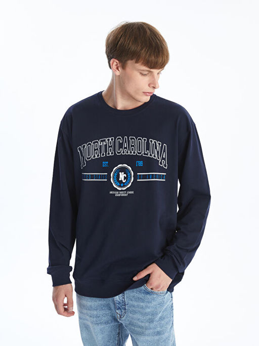 Bisiklet Yaka Uzun Kollu Erkek Sweatshirt