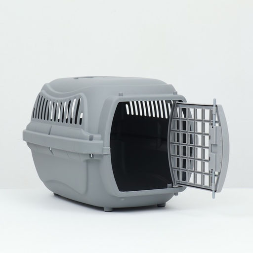 Переноска для животных пластиковая 47х32,5х30 см, серая - Пижон фото 6