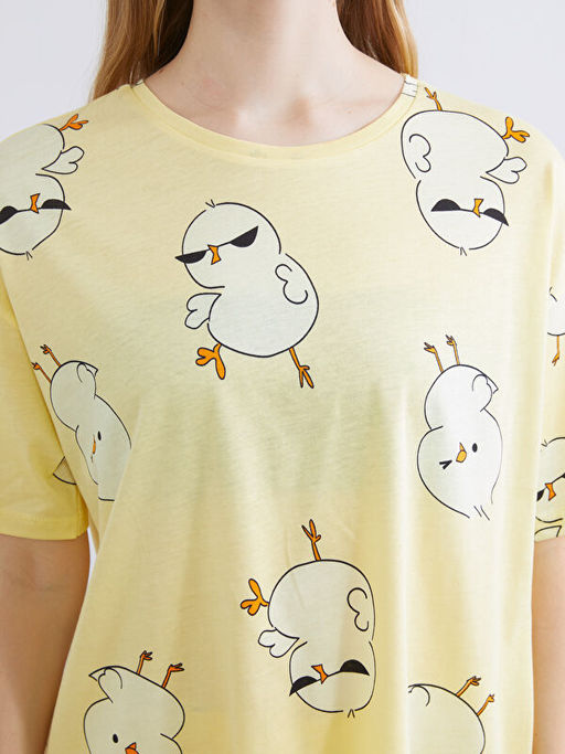 Bisiklet Yaka Desenli Kad?n Pijama Tak?m?