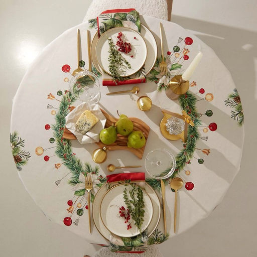 Скатерть Этель Рождественский венок, d=220 см, 100% хл, саржа 190 г/м2  фото 5