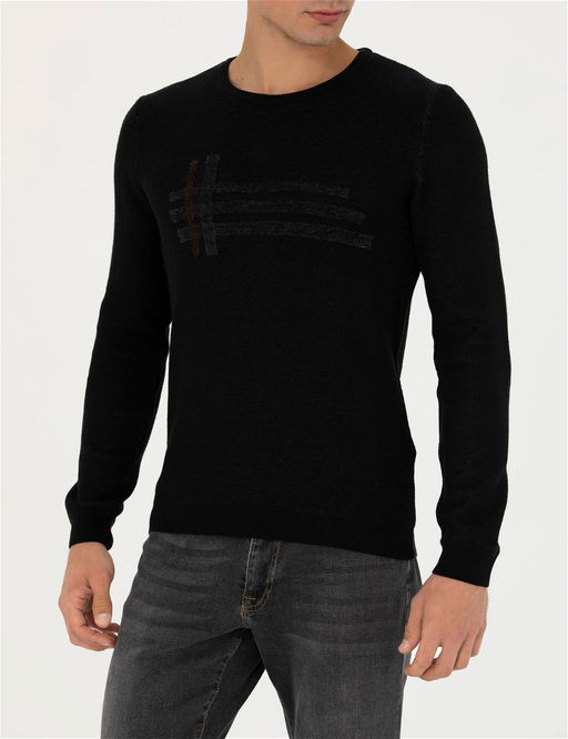 Siyah Slim Fit Bisiklet Yaka Triko Kazak - Pierre cardin фото 6