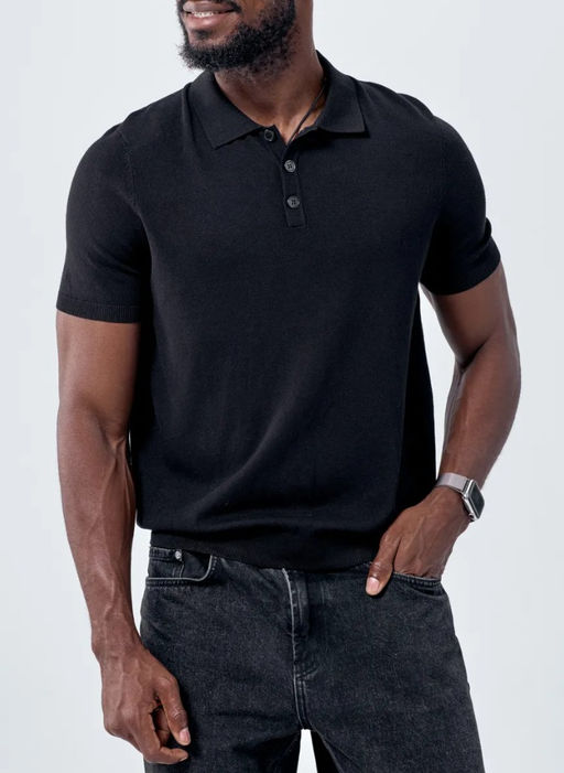 KM1913 Футболка-поло ЧЕРНЫЙ